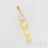 MULTI DAISY FLOWER CASCADE DANGLE BELLY BUTTON NAVEL RING 316L SURGICAL STEEL